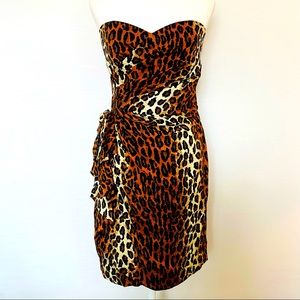 Vintage SILK Lillie Rubin Leopard Strapless Dress